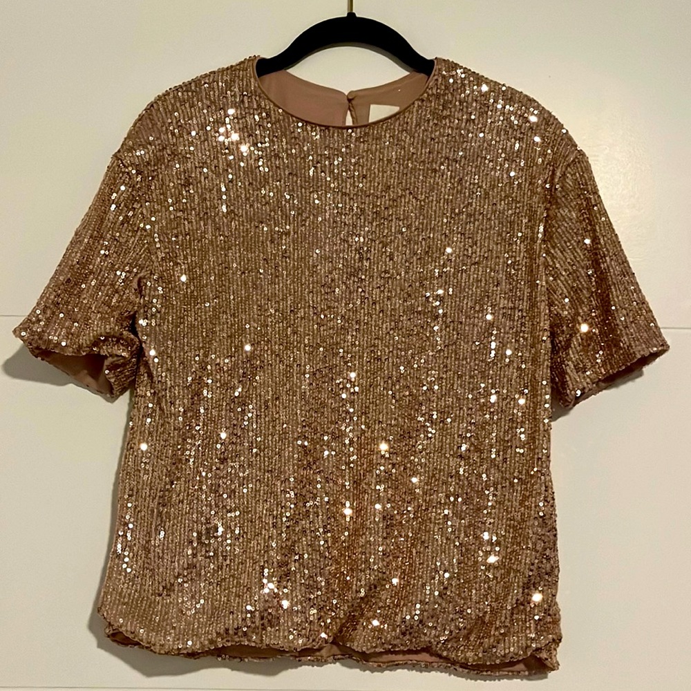 Sequined top. Sparkly blouse. H&M.